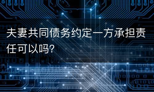 夫妻共同债务约定一方承担责任可以吗？