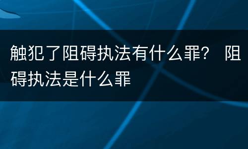 触犯了阻碍执法有什么罪？ 阻碍执法是什么罪