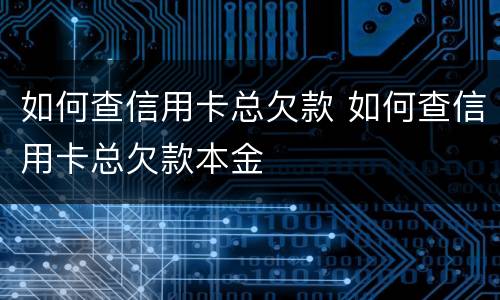 如何查信用卡总欠款 如何查信用卡总欠款本金