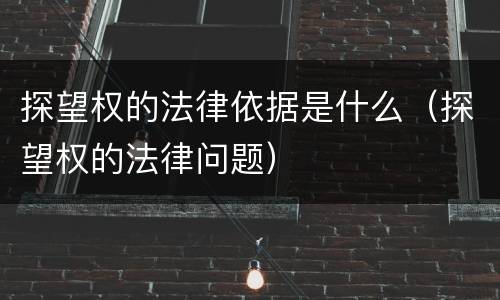 探望权的法律依据是什么（探望权的法律问题）