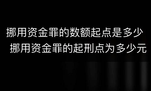 挪用资金罪的数额起点是多少 挪用资金罪的起刑点为多少元