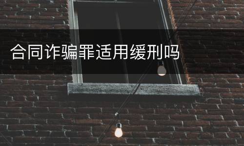 合同诈骗罪适用缓刑吗