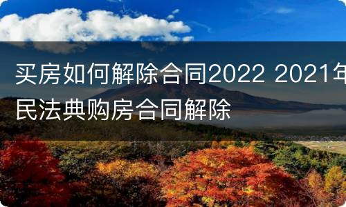 买房如何解除合同2022 2021年民法典购房合同解除