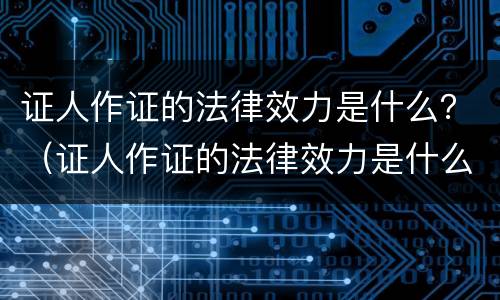 证人作证的法律效力是什么？（证人作证的法律效力是什么意思）