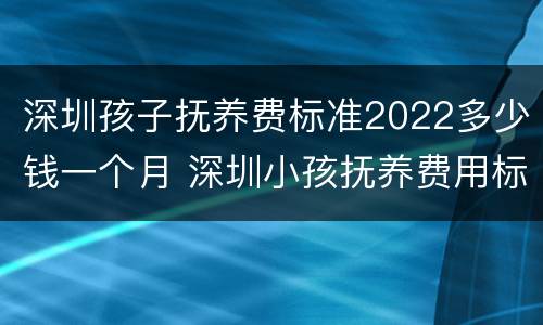 深圳孩子抚养费标准2022多少钱一个月 深圳小孩抚养费用标准