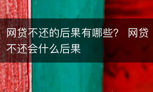 网贷不还的后果有哪些？ 网贷不还会什么后果