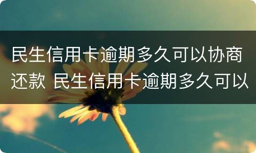民生信用卡逾期多久可以协商还款 民生信用卡逾期多久可以协商还款还本金