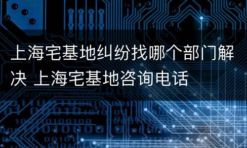 上海宅基地纠纷找哪个部门解决 上海宅基地咨询电话