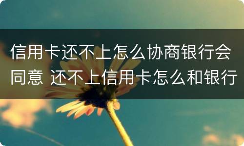 信用卡还不上怎么协商银行会同意 还不上信用卡怎么和银行协商