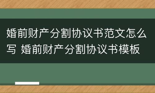 婚前财产分割协议书范文怎么写 婚前财产分割协议书模板