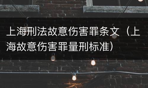 上海刑法故意伤害罪条文（上海故意伤害罪量刑标准）
