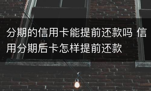 分期的信用卡能提前还款吗 信用分期后卡怎样提前还款