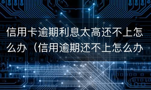 信用卡逾期利息太高还不上怎么办（信用逾期还不上怎么办好呢）