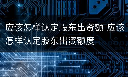 应该怎样认定股东出资额 应该怎样认定股东出资额度