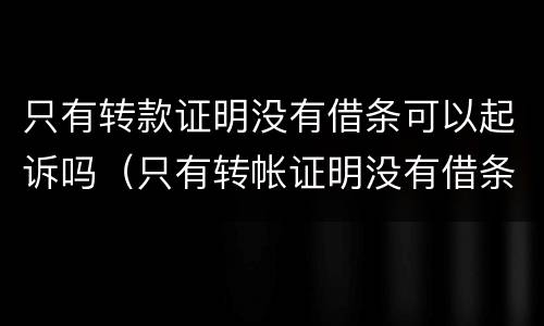 只有转款证明没有借条可以起诉吗（只有转帐证明没有借条,几年有效）