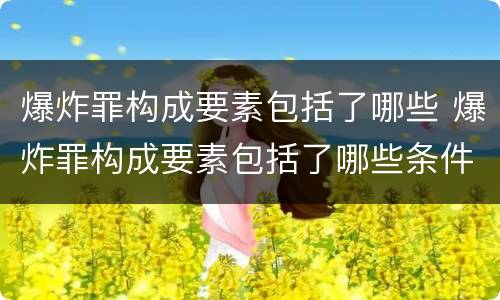 爆炸罪构成要素包括了哪些 爆炸罪构成要素包括了哪些条件