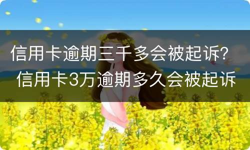 信用卡逾期三千多会被起诉？ 信用卡3万逾期多久会被起诉