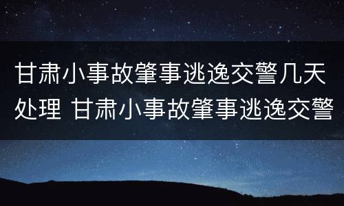 甘肃小事故肇事逃逸交警几天处理 甘肃小事故肇事逃逸交警几天处理完