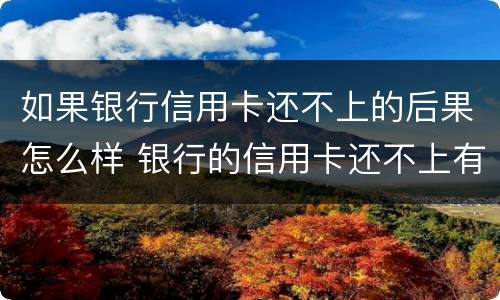如果银行信用卡还不上的后果怎么样 银行的信用卡还不上有什么后果