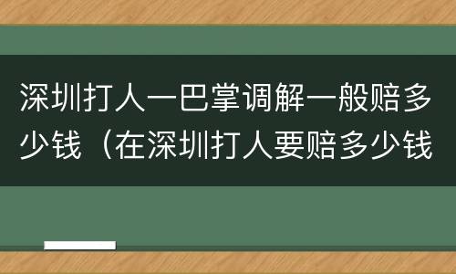 深圳打人一巴掌调解一般赔多少钱（在深圳打人要赔多少钱）