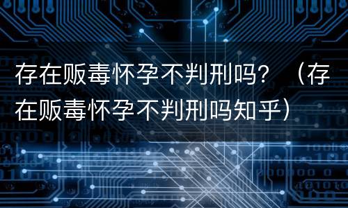 存在贩毒怀孕不判刑吗？（存在贩毒怀孕不判刑吗知乎）