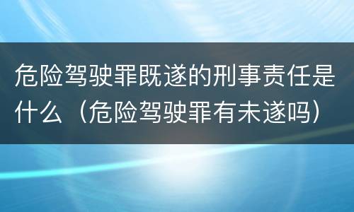 危险驾驶罪既遂的刑事责任是什么（危险驾驶罪有未遂吗）