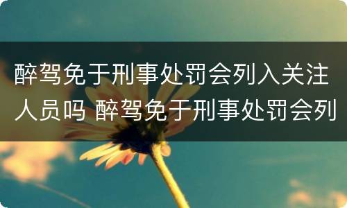 醉驾免于刑事处罚会列入关注人员吗 醉驾免于刑事处罚会列入关注人员吗