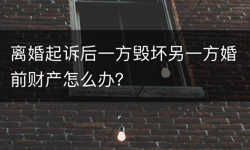离婚起诉后一方毁坏另一方婚前财产怎么办？