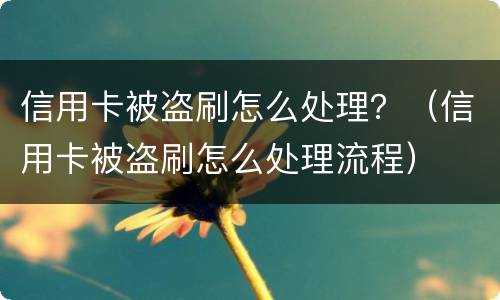 信用卡被盗刷怎么处理？（信用卡被盗刷怎么处理流程）