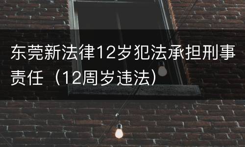东莞新法律12岁犯法承担刑事责任（12周岁违法）