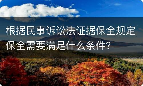 根据民事诉讼法证据保全规定保全需要满足什么条件？