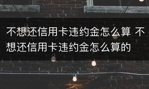 不想还信用卡违约金怎么算 不想还信用卡违约金怎么算的