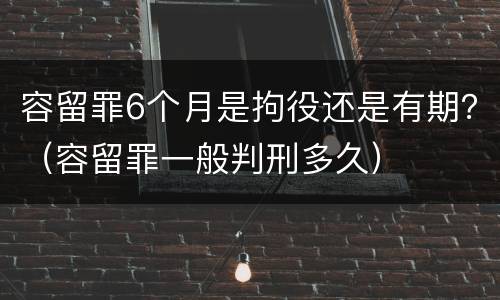 容留罪6个月是拘役还是有期？（容留罪一般判刑多久）
