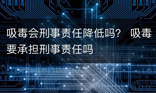 吸毒会刑事责任降低吗？ 吸毒要承担刑事责任吗
