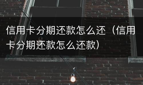 信用卡分期还款怎么还（信用卡分期还款怎么还款）