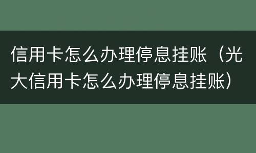 信用卡怎么办理停息挂账（光大信用卡怎么办理停息挂账）