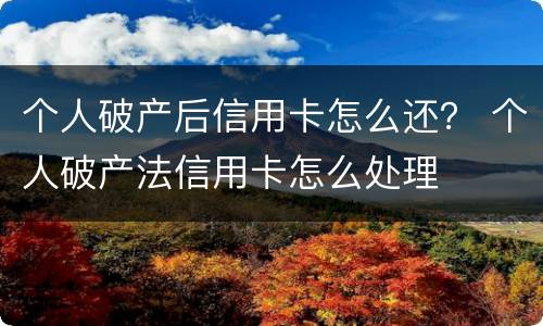 个人破产后信用卡怎么还？ 个人破产法信用卡怎么处理