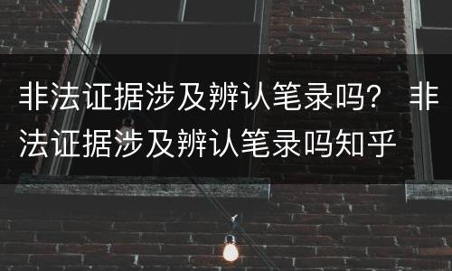 非法证据涉及辨认笔录吗？ 非法证据涉及辨认笔录吗知乎