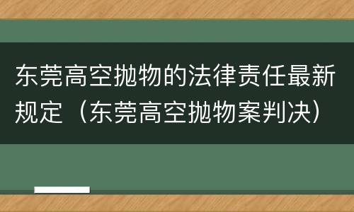 东莞高空抛物的法律责任最新规定（东莞高空抛物案判决）