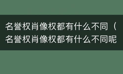 名誉权肖像权都有什么不同（名誉权肖像权都有什么不同呢）
