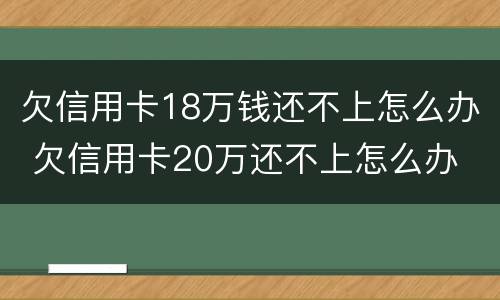 欠信用卡18万钱还不上怎么办 欠信用卡20万还不上怎么办