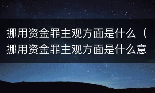 挪用资金罪主观方面是什么（挪用资金罪主观方面是什么意思）