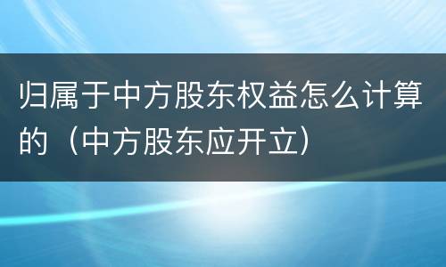 归属于中方股东权益怎么计算的（中方股东应开立）