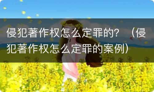 侵犯著作权怎么定罪的？（侵犯著作权怎么定罪的案例）