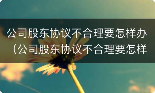 公司股东协议不合理要怎样办（公司股东协议不合理要怎样办呢）