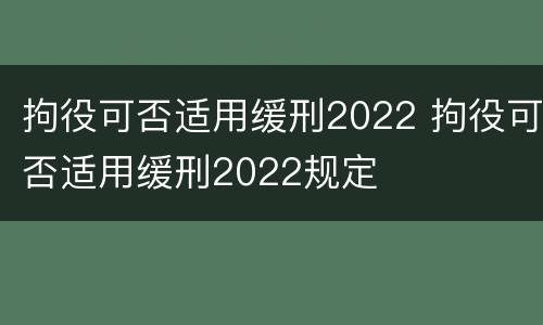拘役可否适用缓刑2022 拘役可否适用缓刑2022规定