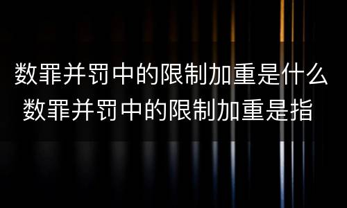 数罪并罚中的限制加重是什么 数罪并罚中的限制加重是指