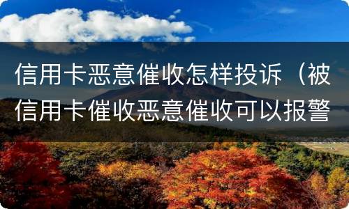 信用卡恶意催收怎样投诉（被信用卡催收恶意催收可以报警吗）