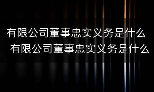 有限公司董事忠实义务是什么 有限公司董事忠实义务是什么呢