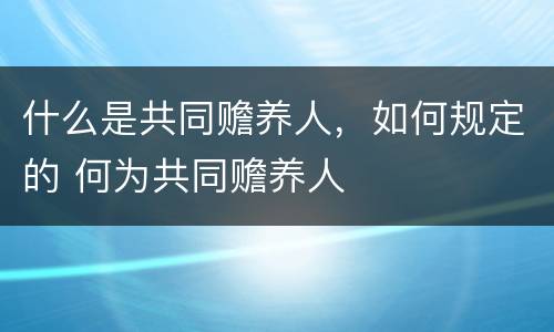 什么是共同赡养人，如何规定的 何为共同赡养人